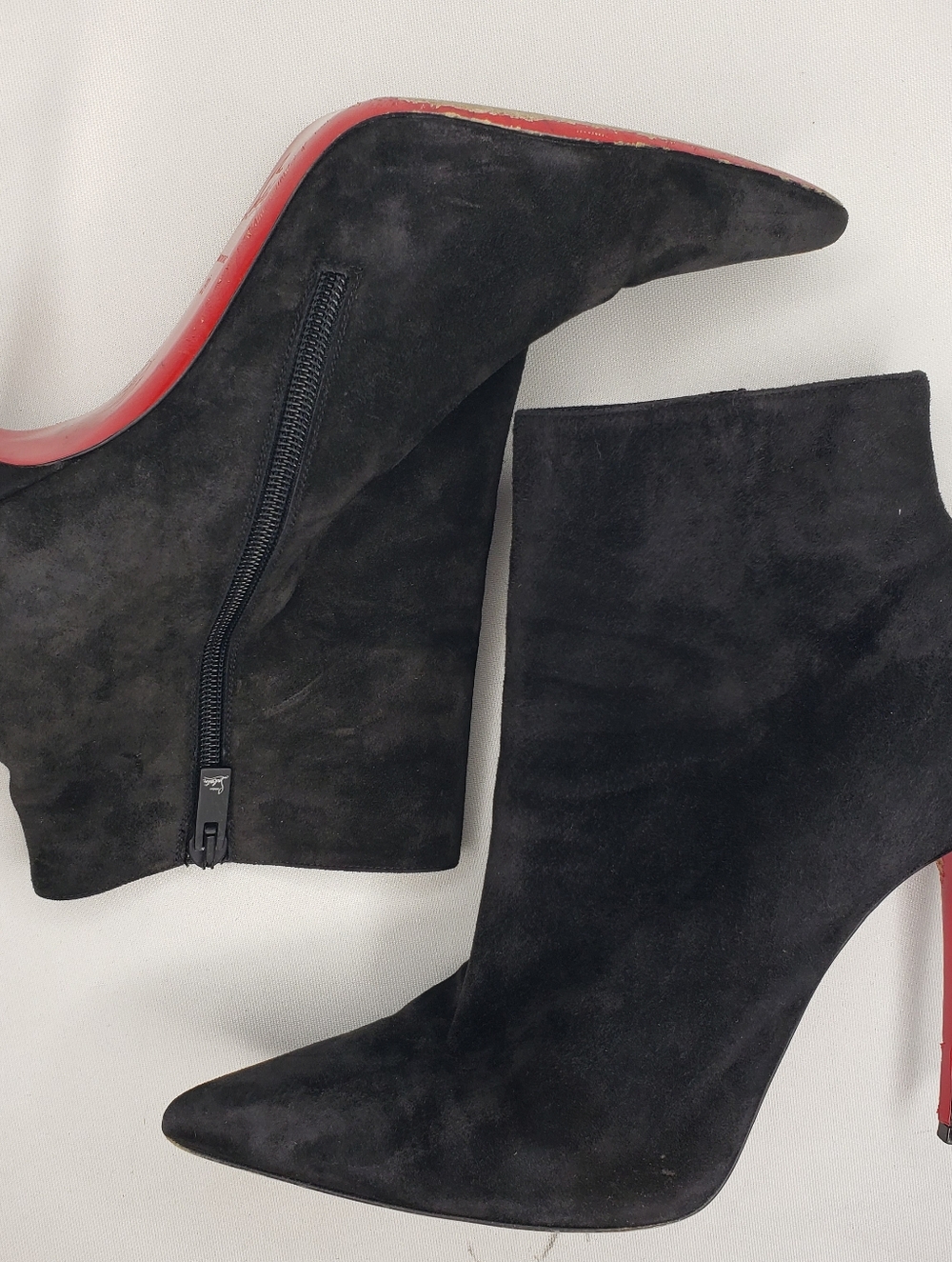Christian Louboutin Black Suede Pointed Toe Stiletto Ankle Boots - Picture 16 of 16